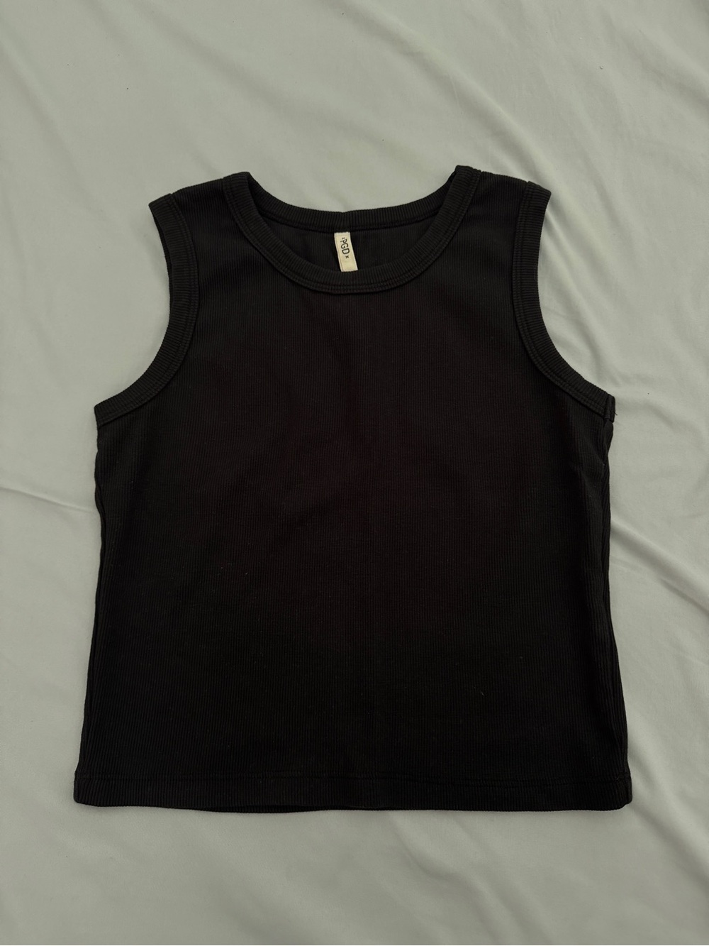 Women's Black Ribbed Muscle Tee
